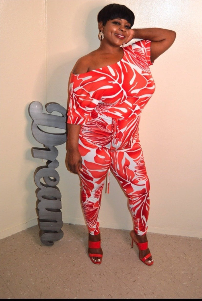 The "Antigua" Off the Shoulder Jumpsuit (Plus/Curve)